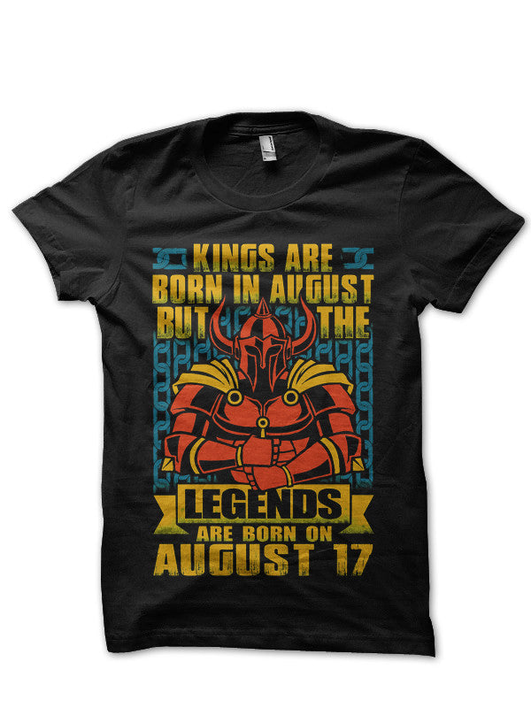 Born In August Customizable Black T-Shirt (Your Date Can Be Printed)