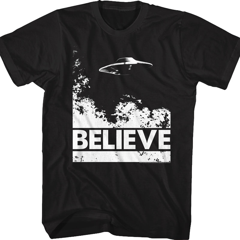 Black and White Believe Poster X-Files T-Shirt