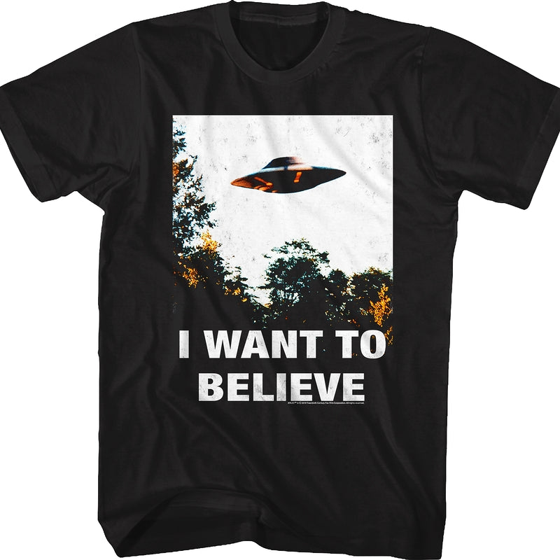 Black I Want To Believe Poster X-Files T-Shirt