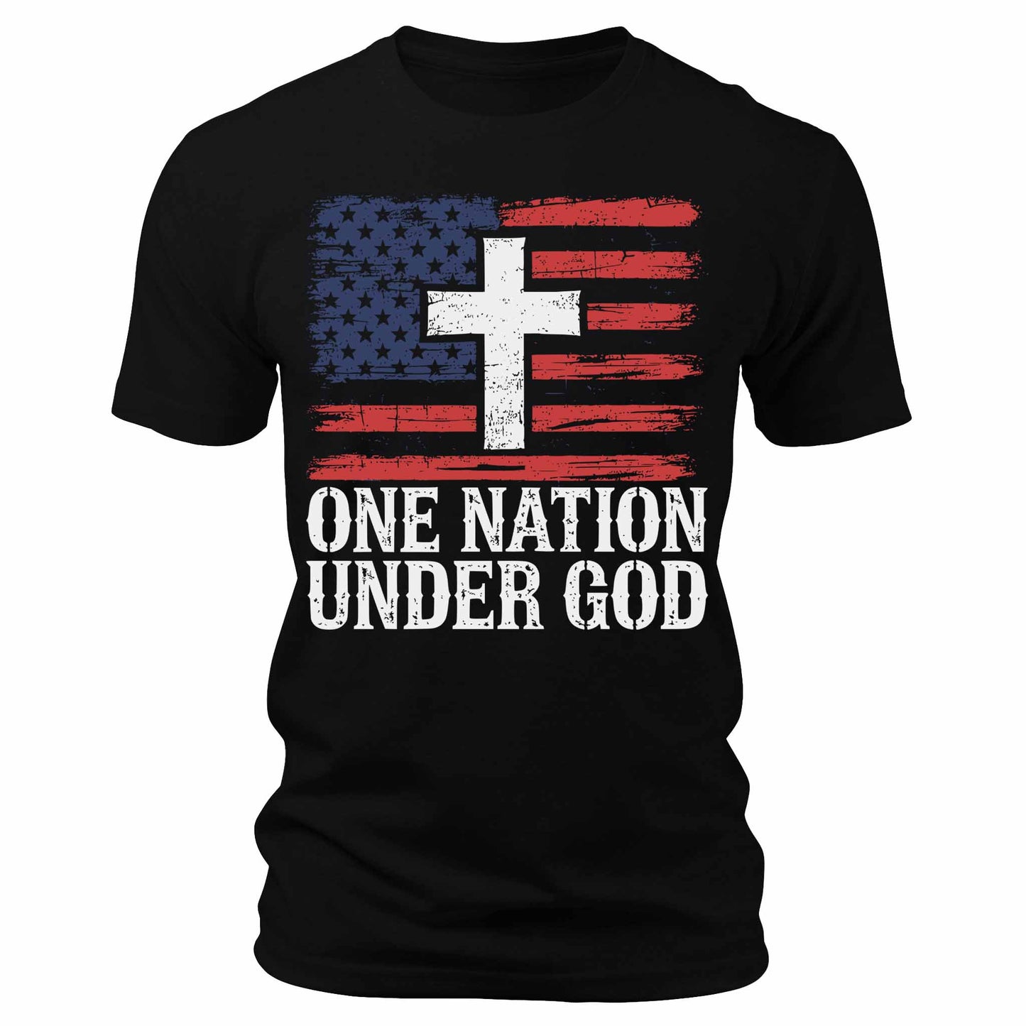 Men's One Nation Under God American Shirt USA Flag T-Shirt Patriotic Graphic Tee