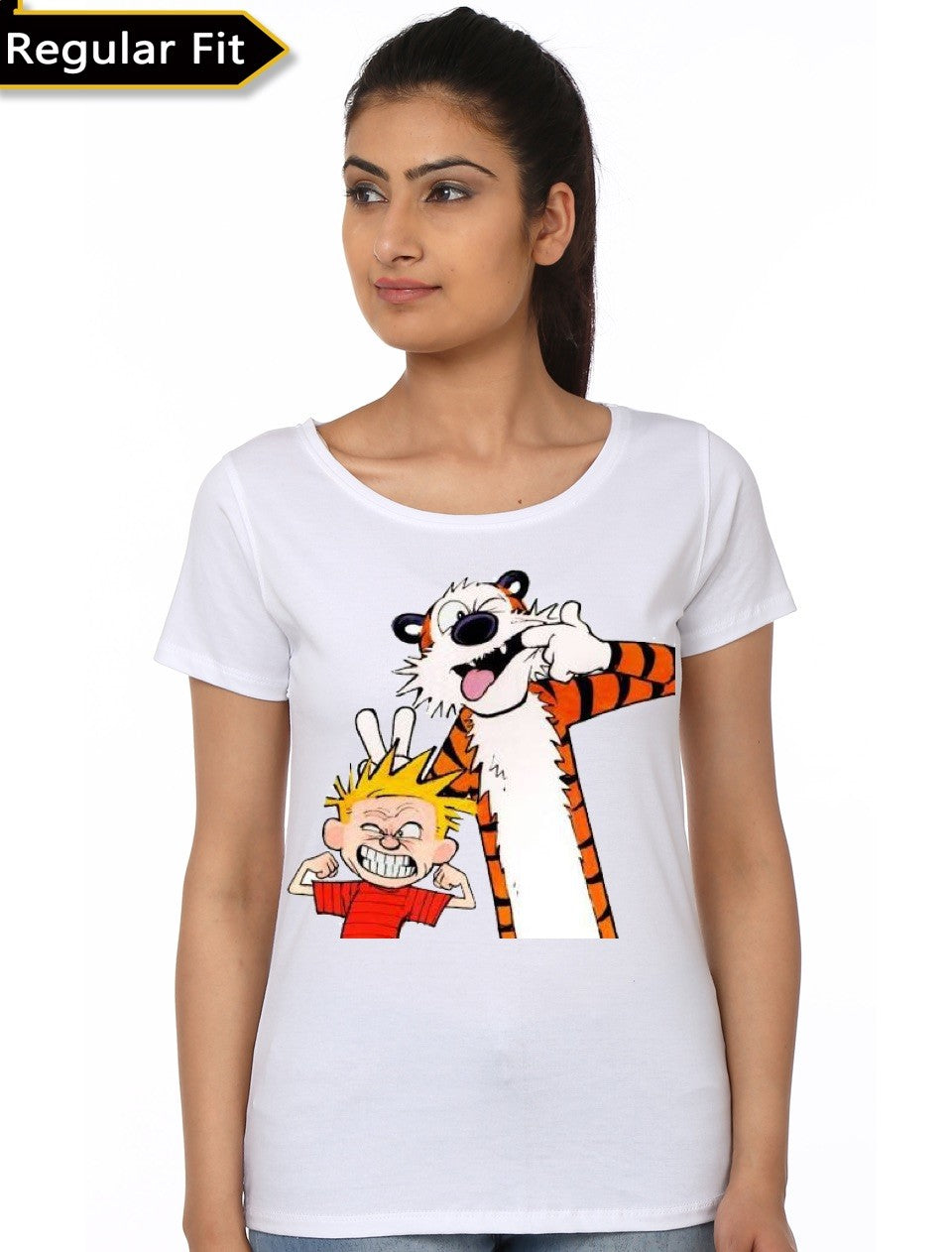 Calvin And Hobbes Girl’s White T-Shirt