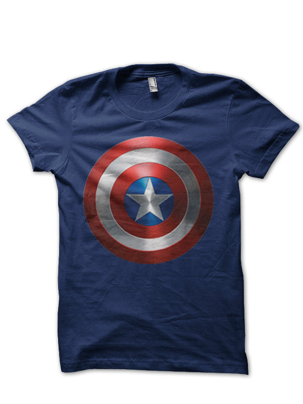 Captain America Navy Blue Half Sleeve T-Shirt