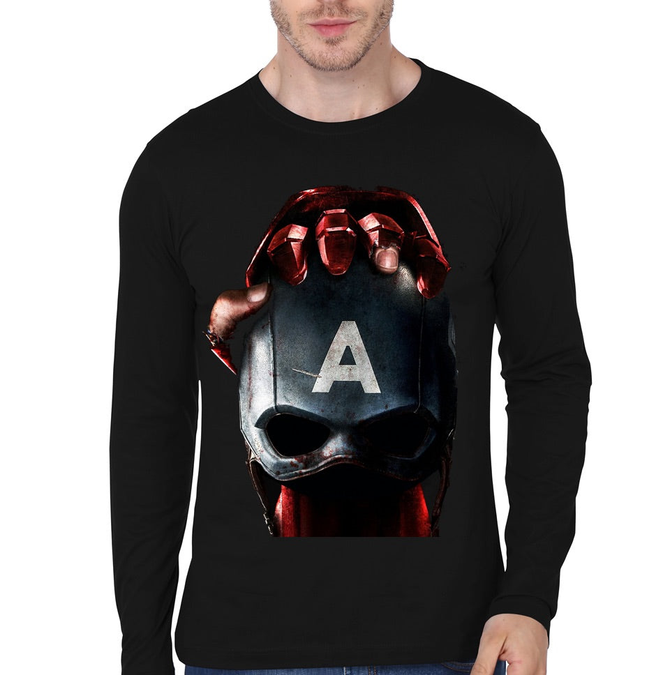 Captain America Black Full Sleeve T-Shirt