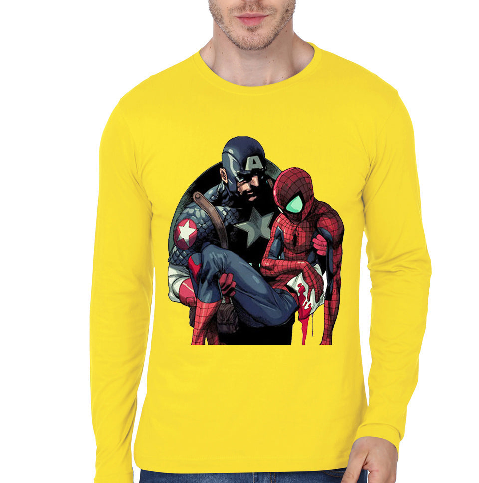 Captain America With Spidey Yellow Full Sleeve TEe