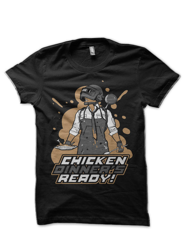 Chicken Dinner Half Sleeve Black T-Shirt