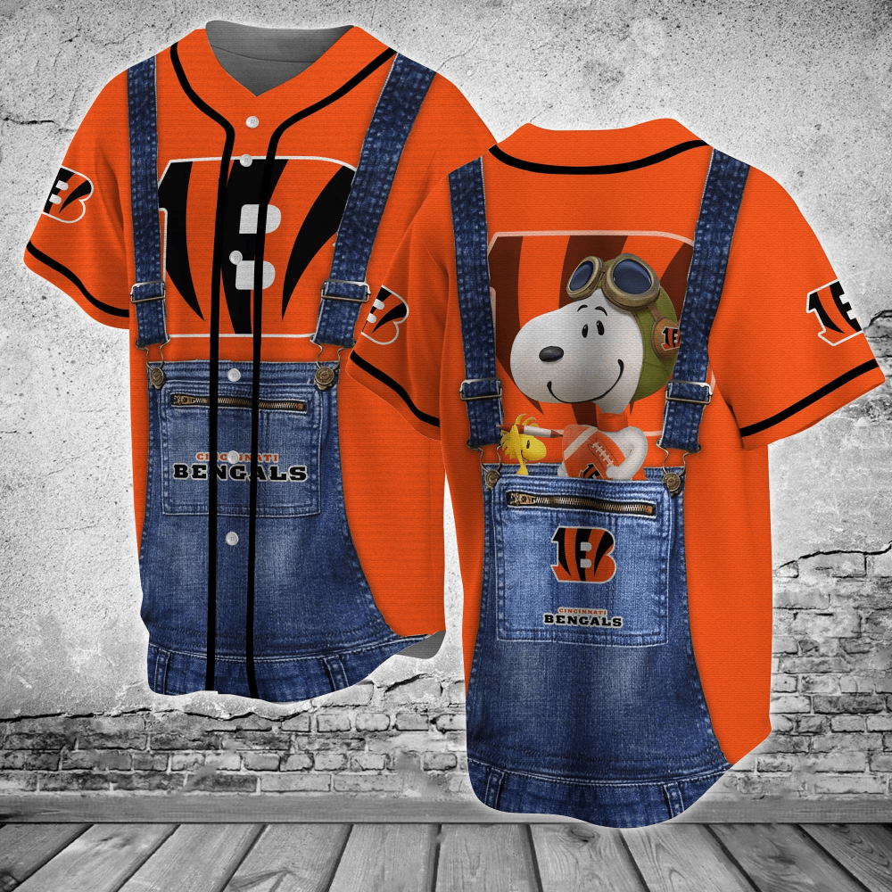 Cincinnati Bengals Snoopy NFL Baseball Jersey Shirt - Gift for Women Men - Bafud
