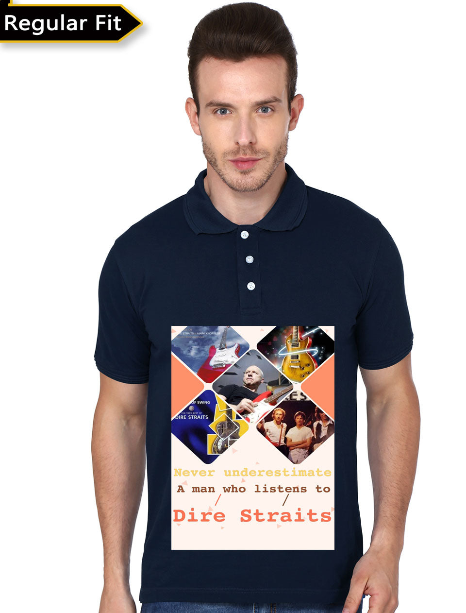 Dire Straits Navy Blue Polo T-Shirt