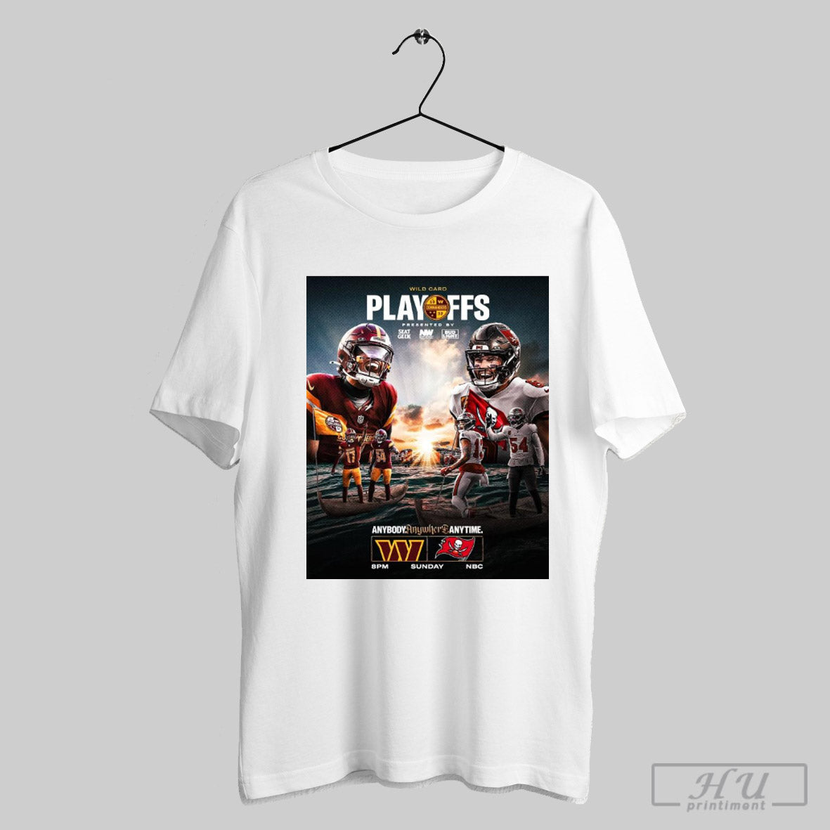 Washington Commanders Vs Tampa Bay Buccaneers Anybody Anywhere Anytime Sunday Night Football Wild Card Playoffs Poster T Shirt