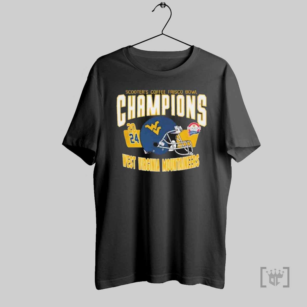 West Virginia Mountaineers Scooters Coffee Frisco Bowl Champions 2024 Helmet T Shirts