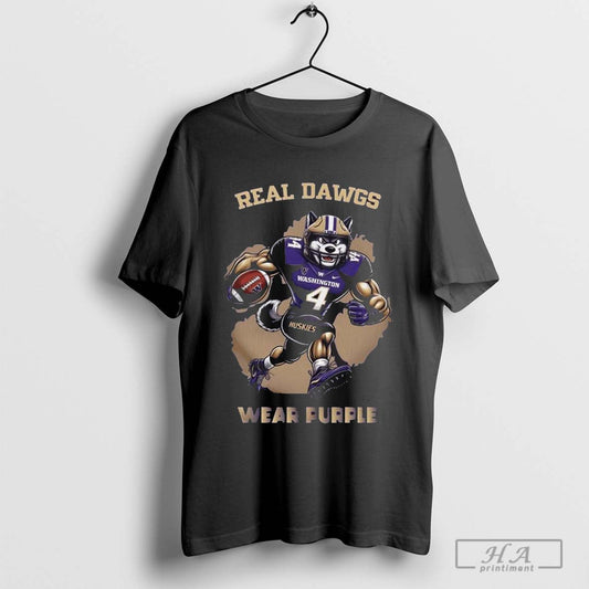 Washington Huskies 2024 Real Dawgs Wear Purple Mascot Shirt