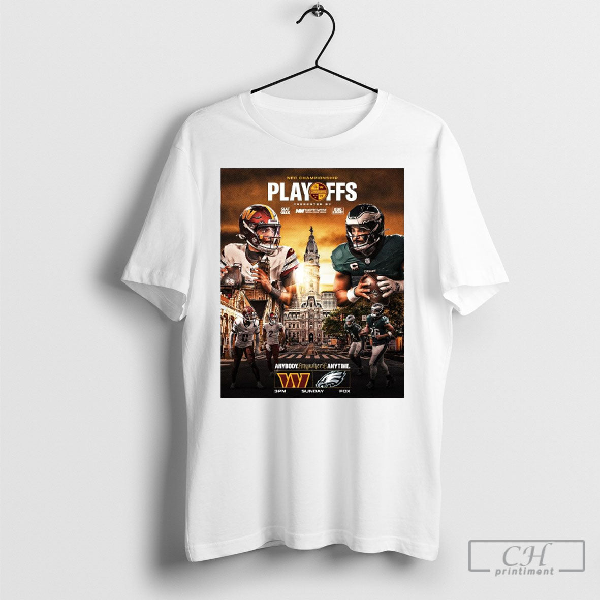 Washington Commanders Vs Philadelphia Eagles Nfc Championship Playoffs Anybody Anywhere Anytime Sunday Poster Shirts