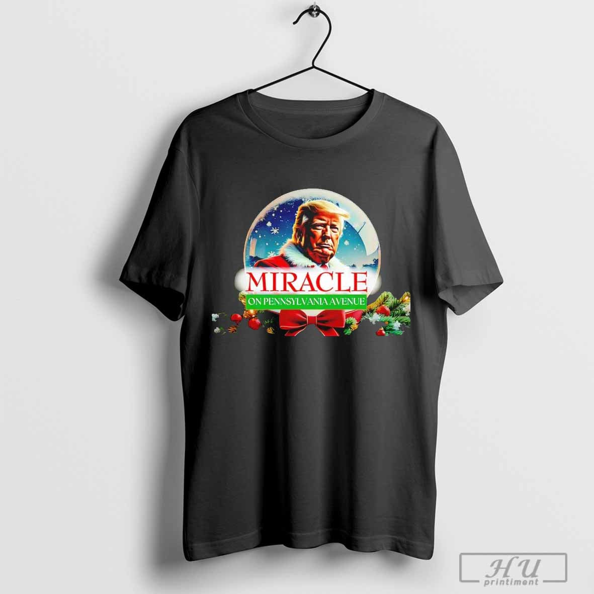 Trump Miracle On Pennsylvania Avenue Christmas Snow Globe T Shirt