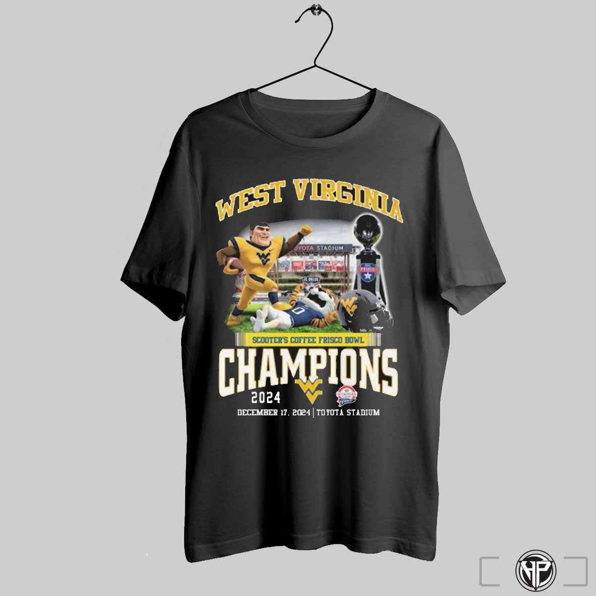 West Virginia Mountaineers Scooters Coffee Frisco Bowl Champions 2024 T Shirts Trendy Sweatshirt