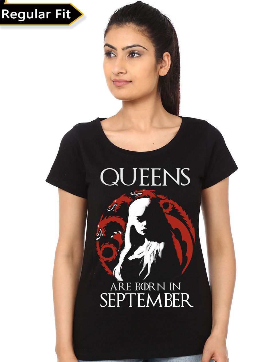 Dragon Queens Are Born In September Black T-Shirt