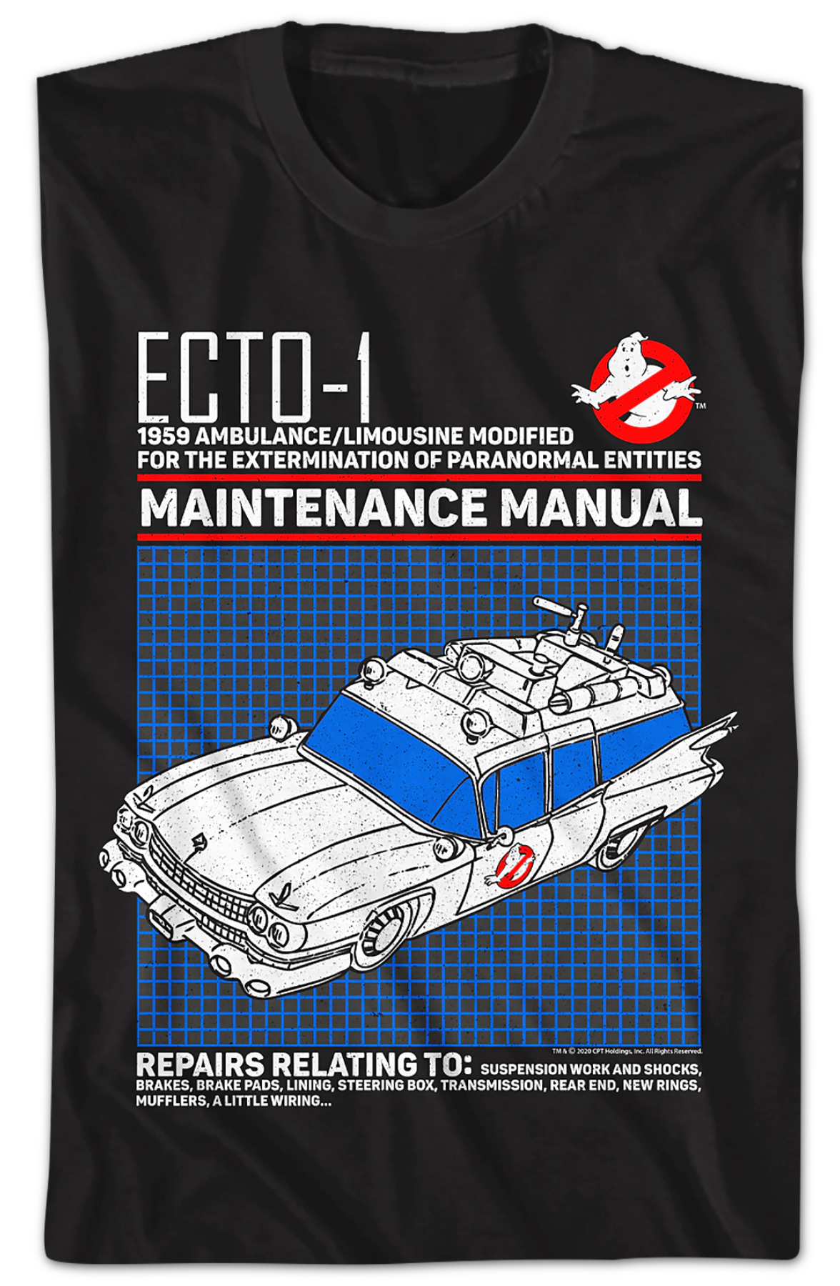 Ecto-1 Maintenance Manual Real Ghostbusters T-Shirt