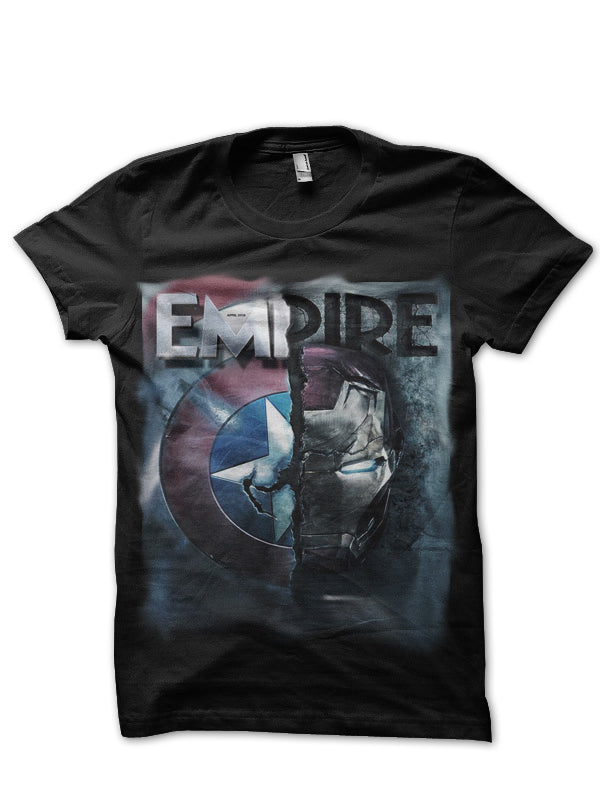 Iron Man Vs Captain America Black T-Shirt