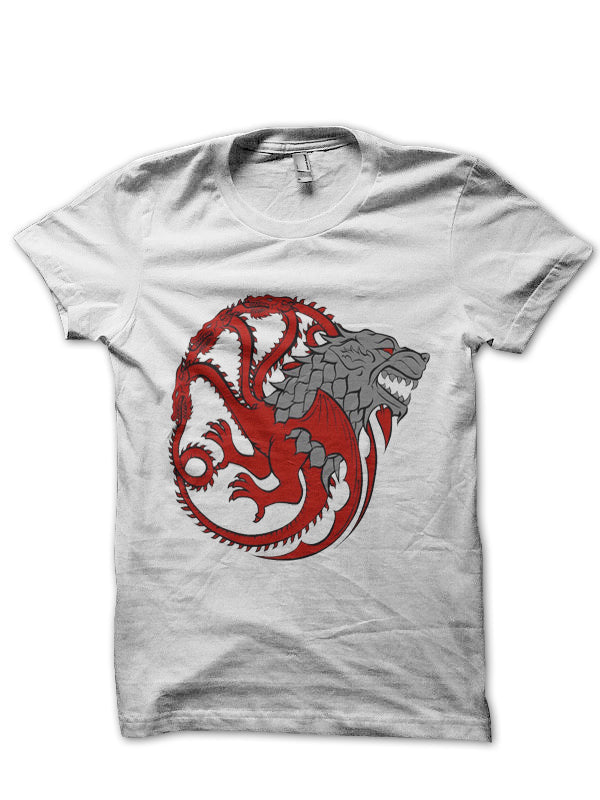 Game Of Thrones White Half Sleeve T-Shirt Style002