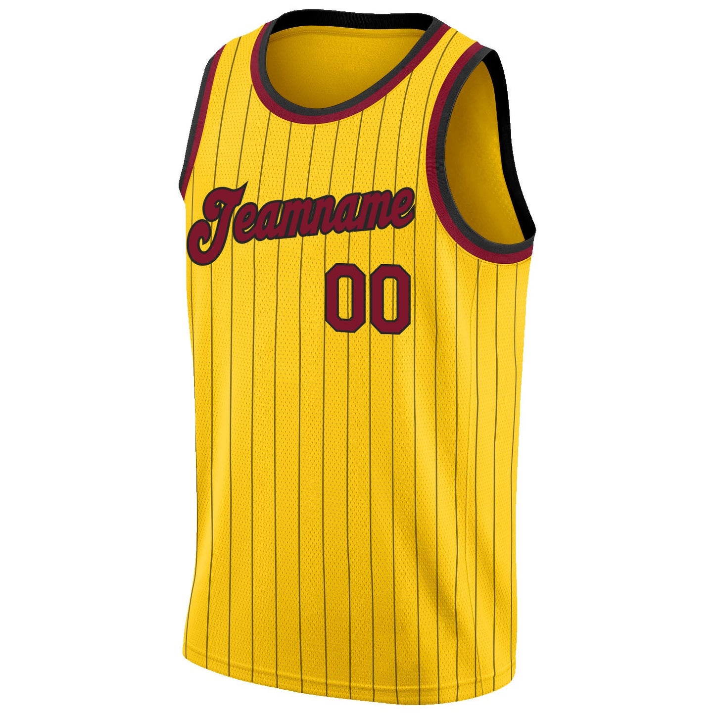 Custom Gold Black Pinstripe Maroon-Black Authentic Basketball Jersey