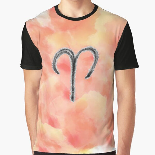 Aries zodiac, astrology, watercolor, graffiti style, fire, red Graphic T-Shirt
