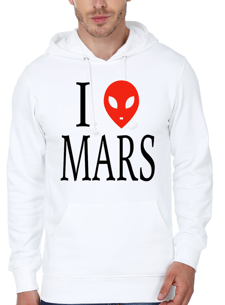 I Love Mars White Hoodie
