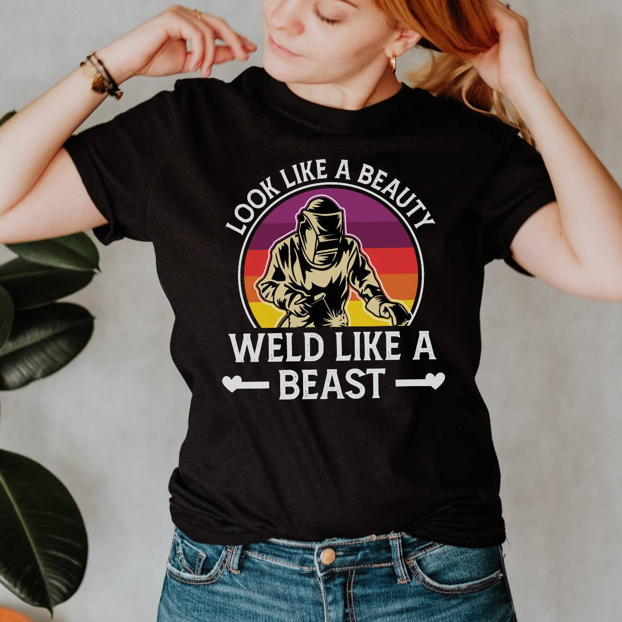 Welder Woman Welding Weld Job Vintage Retro Funny T-Shirt, Welders Gifts, Birthday Present Wife, Union Worker, Grandma Mom Mother's Day Tees