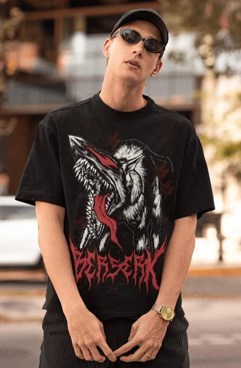 Anime Vintage Special Unisex T-shirt, Manga Shirt, Japan, Anime Manga Shirt, Anime Shirt, Black Swordsman, Skull Knight, Graphic Anime Tee