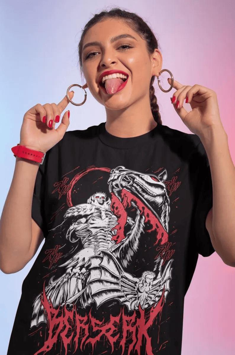 Anime Vintage Special Unisex T-shirt, Manga Shirt, Japan, Anime Manga Shirt, Anime Shirt,Black Swordsman, Skull Knight, Graphic Anime Tee
