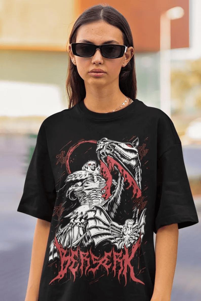 Anime Vintage Special Unisex T-shirt, Manga Shirt, Japan, Anime Manga Shirt, Anime Shirt,Black Swordsman, Skull Knight, Graphic Anime Tee