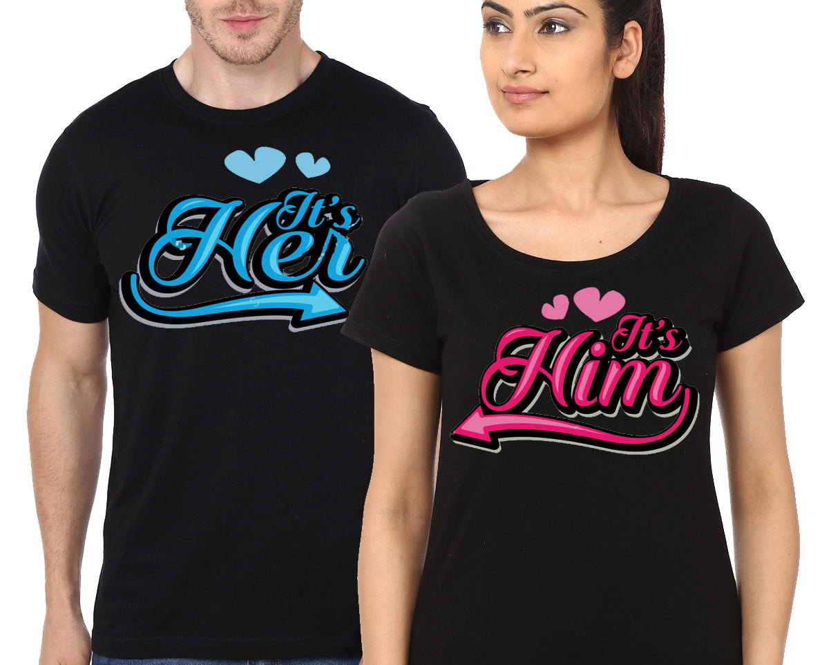 Couple Its Him/Its Her Black T-Shirt