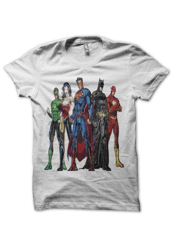 Justice League White T-Shirt Style004
