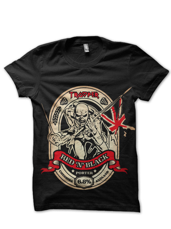 Iron Maiden’s ‘Trooper Red ‘N’ Black’ Black T-Shirt
