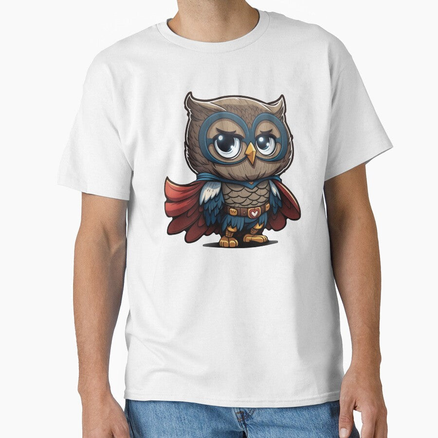 Beautiful superhero cute owl in glasses Classic T-Shirt