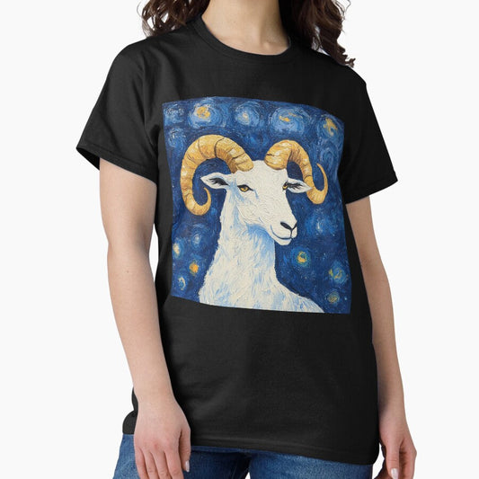 Aries Zodiac Symbol Post Impressionist Painting Style Classic T Shirt