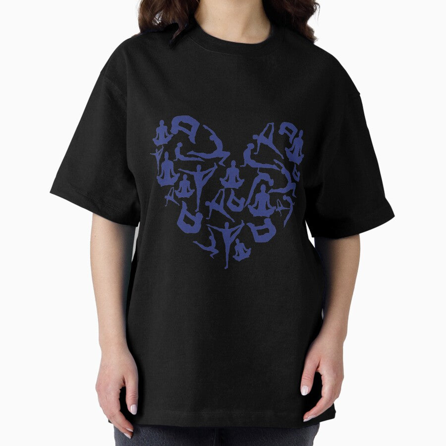 Blue Yoga Heart Oversized T Shirt