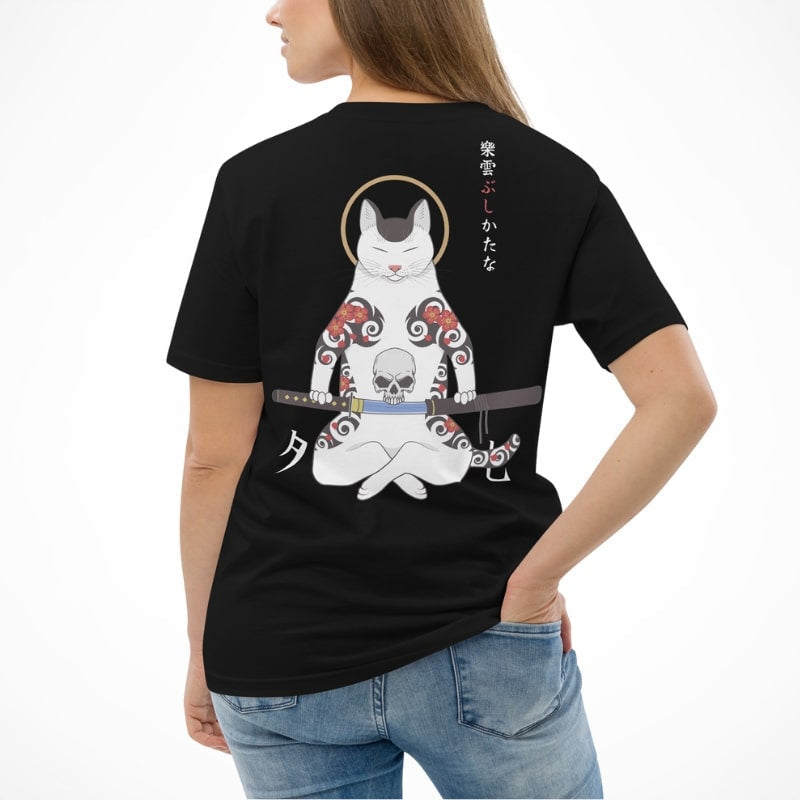 Japanese Tee Shirt - Samurai Cat