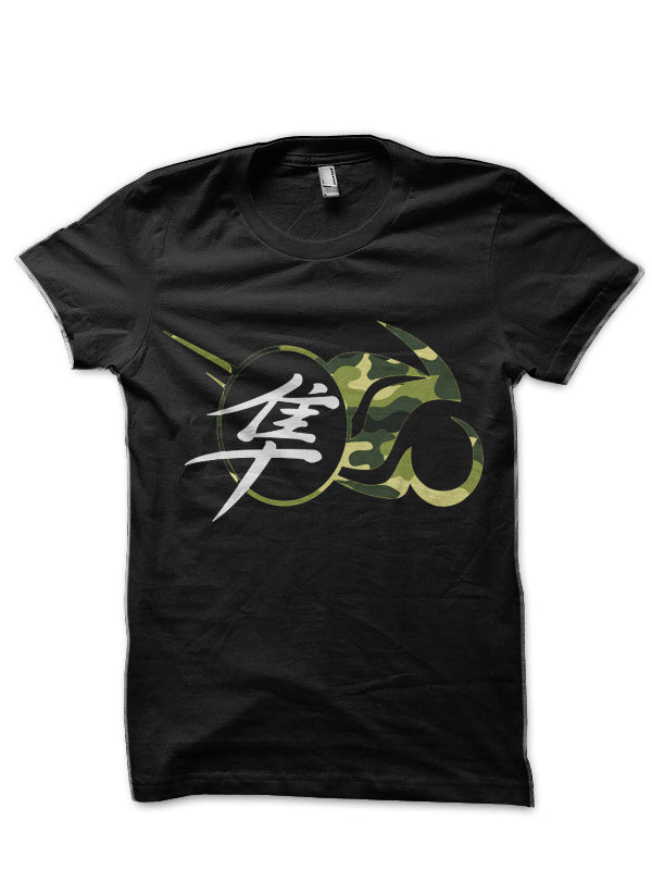 Camo Hayabusa Black Half Sleeve T-Shirt