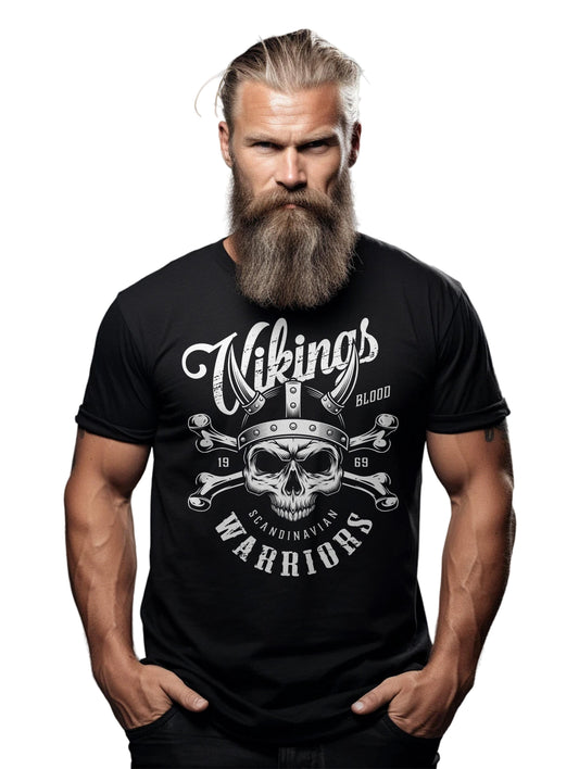 001 Vikings Warriors Skull Helmet T-Shirt
