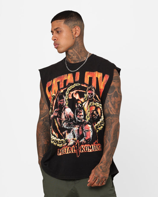 Goat Crew X Mortal Kombat Group Vintage Muscle T-Shirt Black Wash