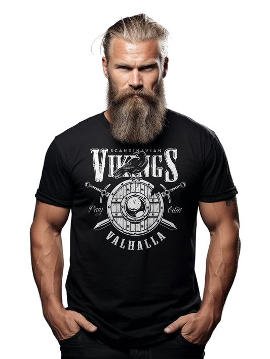 017 Vikings Valhalla Crow Shield T-Shirt