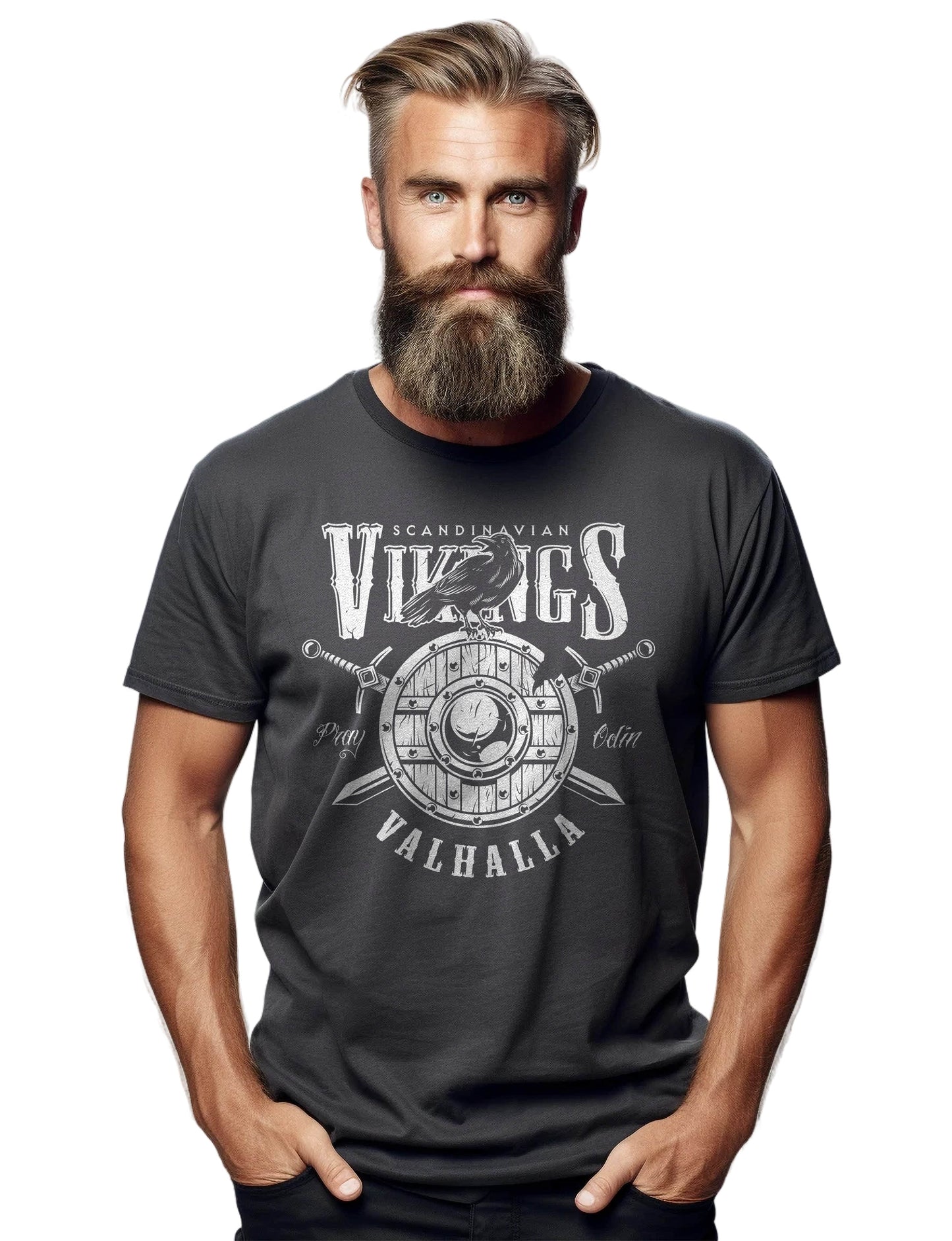017 Vikings Valhalla Crow Shield T-Shirt