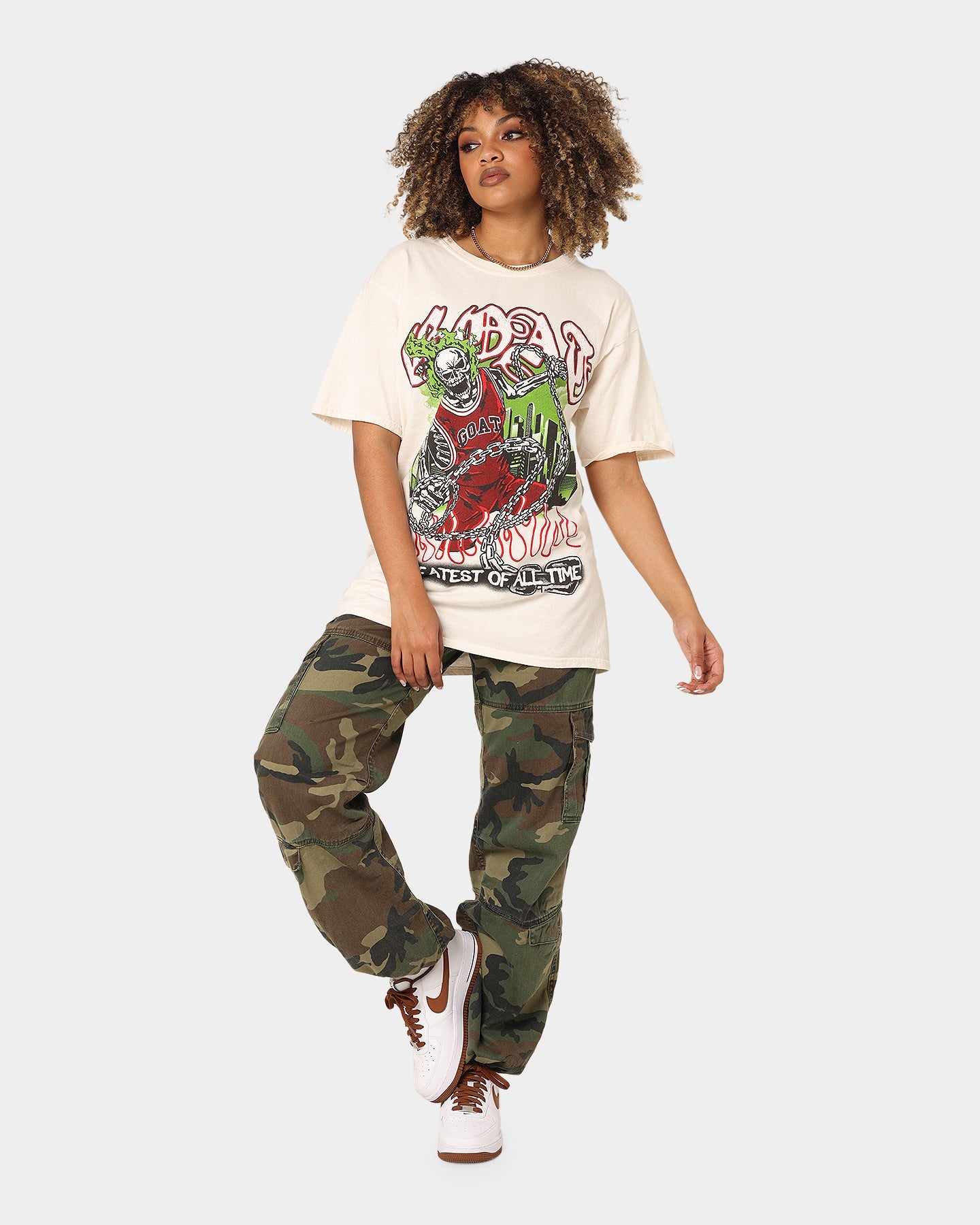 Goat Crew Goat Skull Vintage T-Shirt Off White Style001