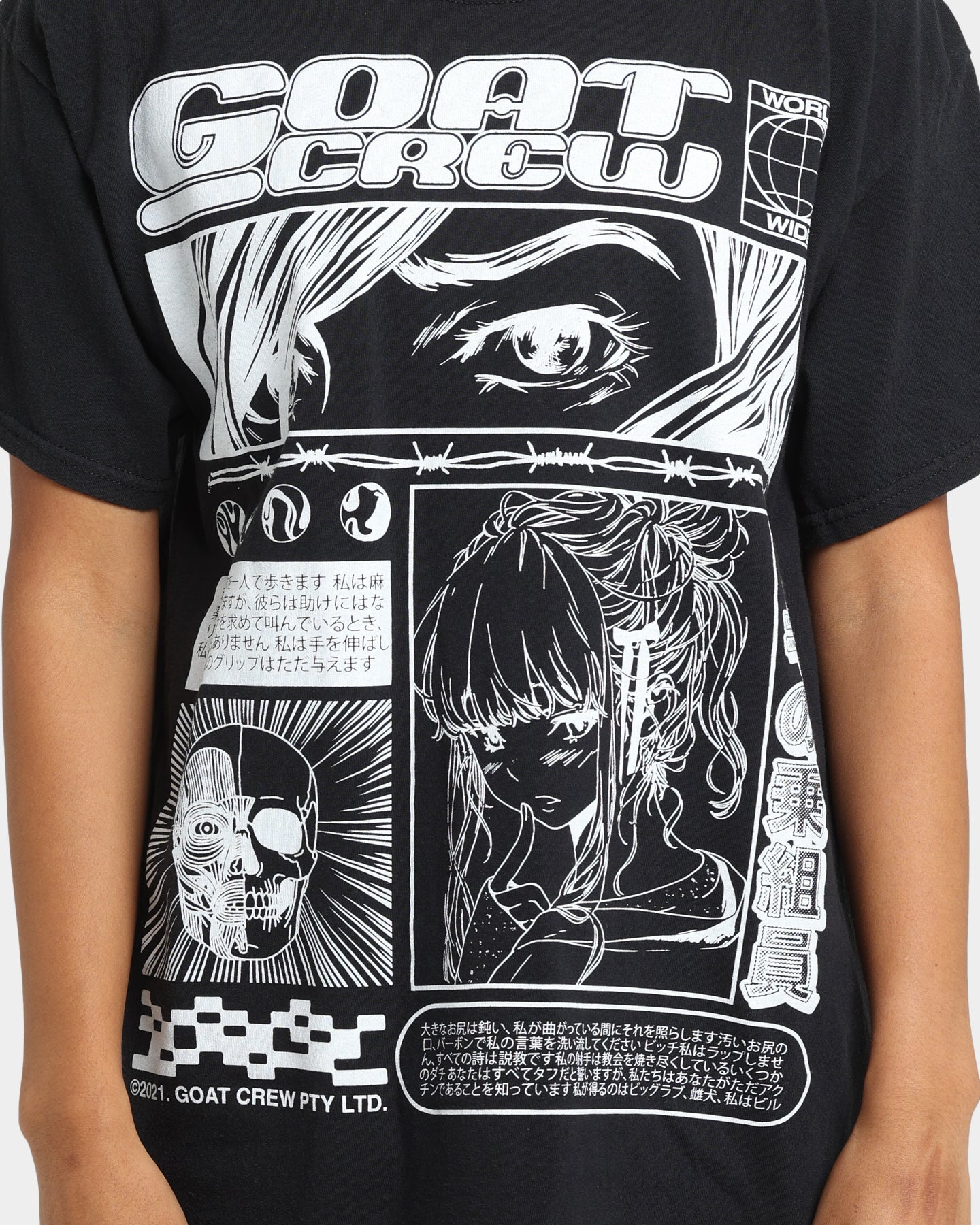 Goat Crew Harajuku Vintage T-Shirt Black Wash Style001