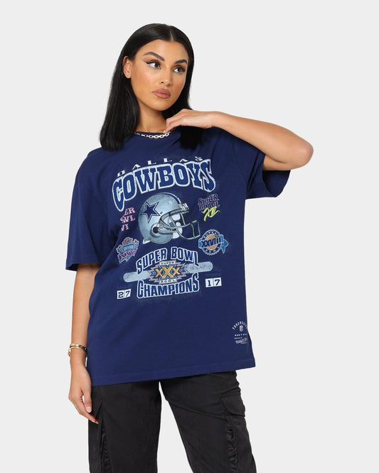 Mitchell & Ness Dallas Cowboys 5 Time Super Bowl Champions T-Shirt Faded Navy Style001