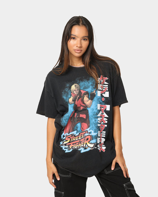 Goat Crew X Street Fighter Ken Masters Vintage T-Shirt Black Wash Style001