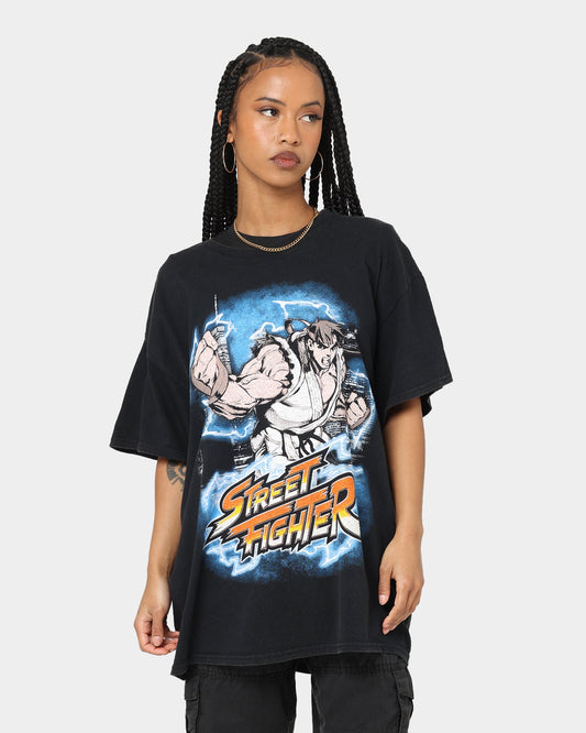Goat Crew X Street Fighter Ryu Vintage T-Shirt Black Wash Style001