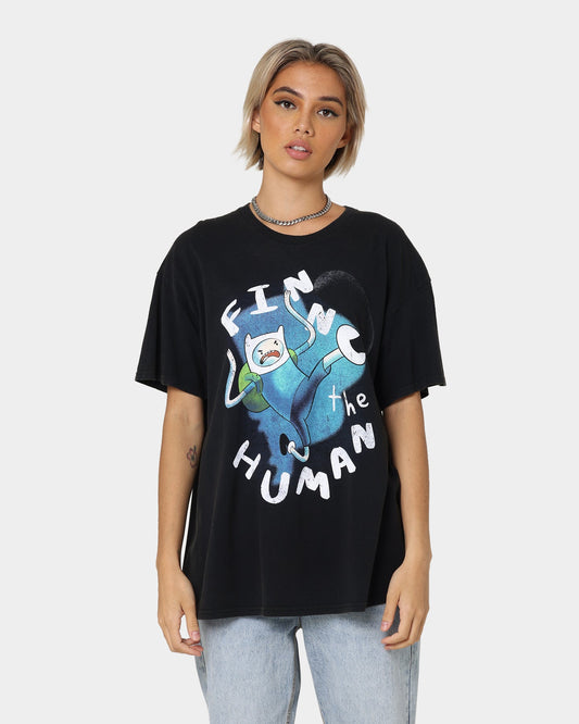 American Thrift X Adventure Time Finn The Human Vintage T-Shirt Black Wash Style001