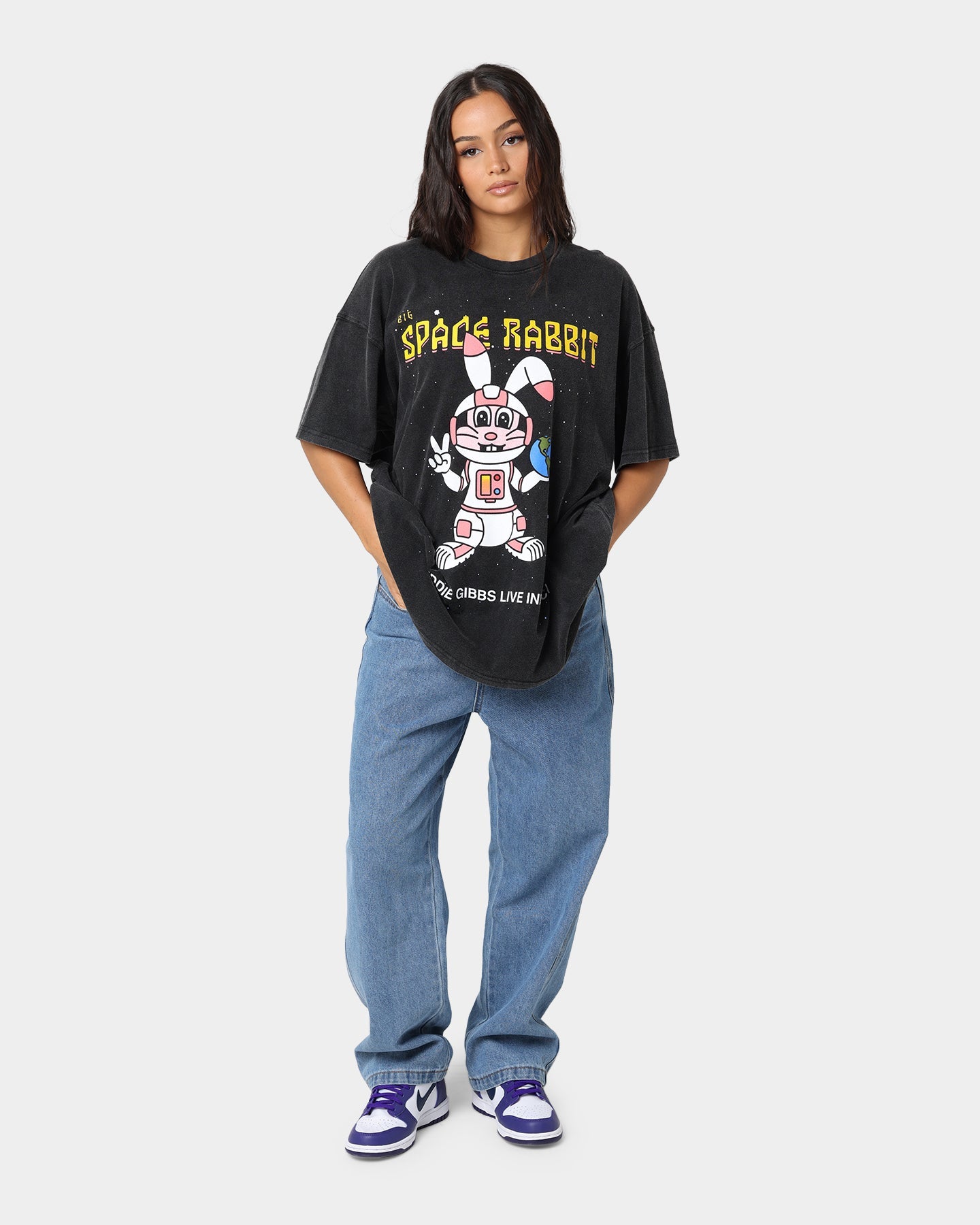 Freddie Gibbs Indio Space Rabbit Vintage T-Shirt Washed Black Style001