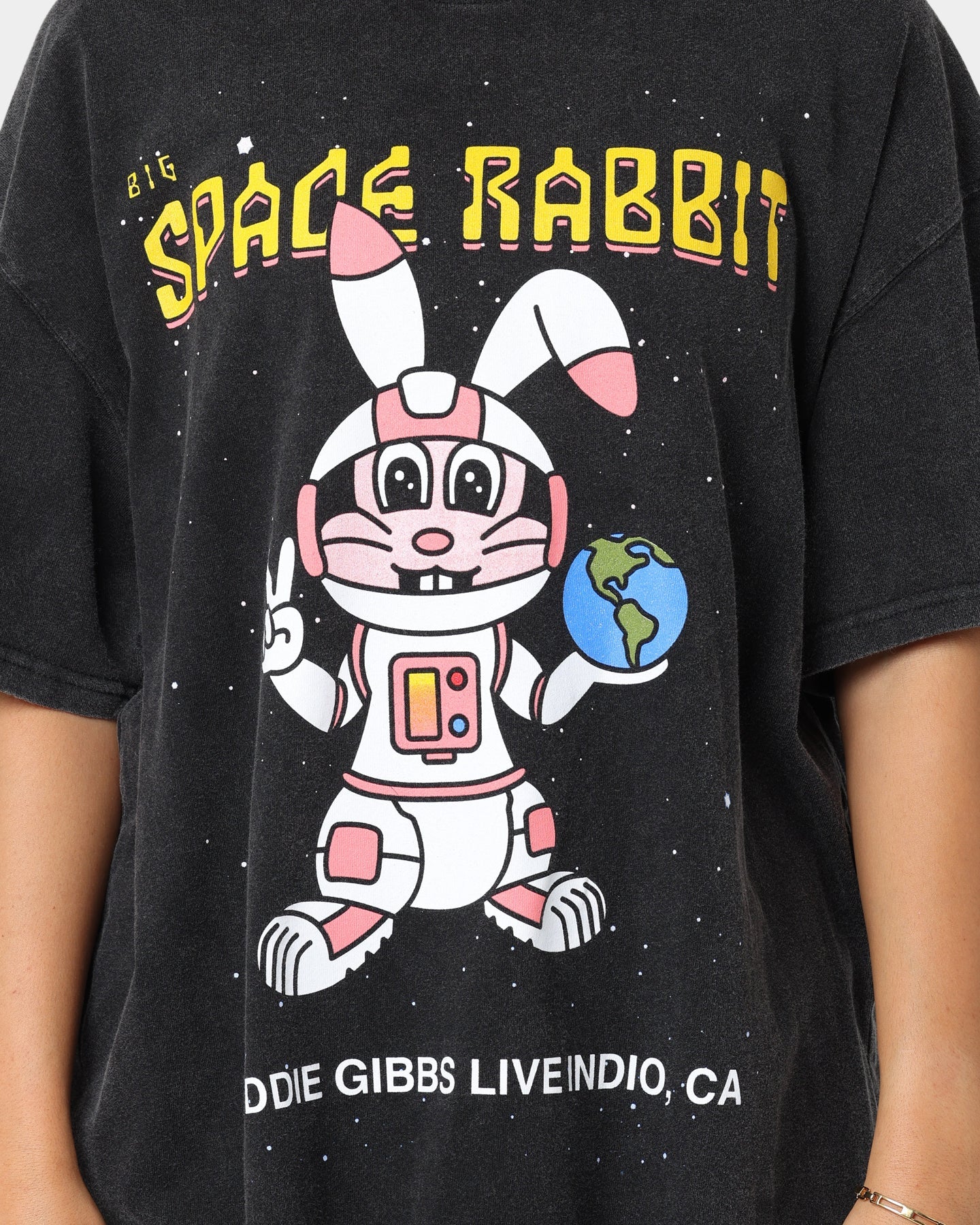 Freddie Gibbs Indio Space Rabbit Vintage T-Shirt Washed Black Style001