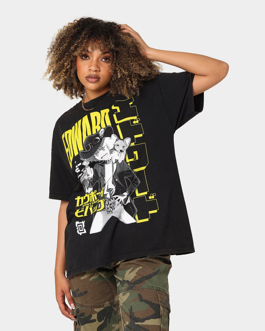 Goat Crew X Cowboy Bebop Edward Vintage T-Shirt Washed Black Style001