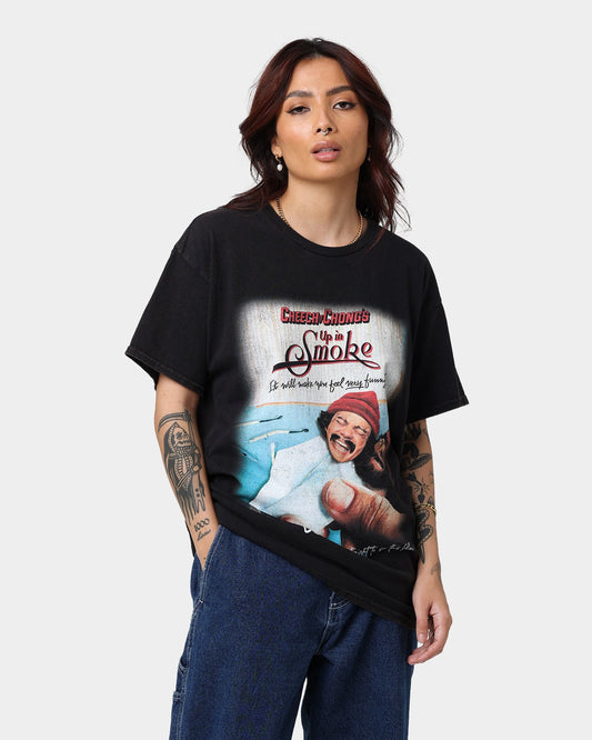 American Thrift X 420 Cheech & Chong Movie Poster Vintage T-Shirt Washed Black Style001